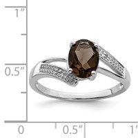 Sterling Silver Rhodium Smoky Quartz & Diamond Ring view 3