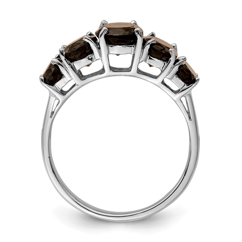Sterling Silver Rhodium Smoky Quartz Ring (QDX718-6)