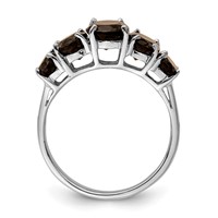 Sterling Silver Rhodium Smoky Quartz Ring view 2