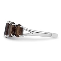Sterling Silver Rhodium Smoky Quartz Ring view 3