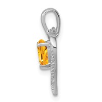 Sterling Silver Rhodium Heart Citrine & Diamond Heart Pendant view 2