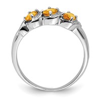 Sterling Silver Rhodium 3 Stone Citrine & Diamond Ring view 2