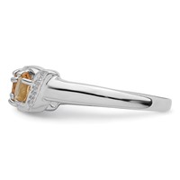 Sterling Silver Rhodium 3 Stone Citrine & Diamond Ring view 3