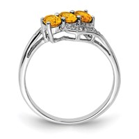 Sterling Silver Rhodium 3 Stone Citrine & Diamond Ring view 2