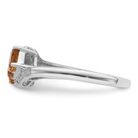 Sterling Silver Rhodium 3 Stone Citrine & Diamond Ring view 3