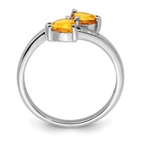 Sterling Silver Rhodium Citrine & Diamond Heart Ring view 2
