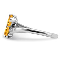 Sterling Silver Rhodium Citrine & Diamond Heart Ring view 4