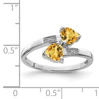 Sterling Silver Rhodium Citrine & Diamond Heart Ring view 3