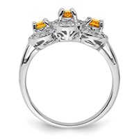 Sterling Silver Rhodium Citrine & Diamond Ring view 2