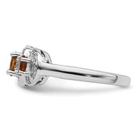 Sterling Silver Rhodium Citrine & Diamond Ring view 3