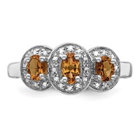 Sterling Silver Rhodium Citrine & Diamond Ring view 5
