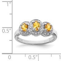 Sterling Silver Rhodium Citrine & Diamond Ring view 4