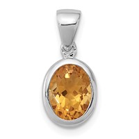 Sterling Silver Rhodium Citrine Pendant view 1