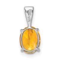 Sterling Silver Rhodium Citrine Pendant view 4