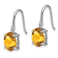Sterling Silver Rhodium Plated Citrine Wire Earrings view 2