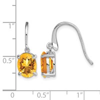 Sterling Silver Rhodium Plated Citrine Wire Earrings view 4