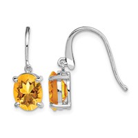 Sterling Silver Rhodium Plated Citrine Wire Earrings view 1