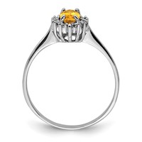 Sterling Silver Rhodium Citrine Diamond Ring view 2