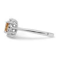 Sterling Silver Rhodium Citrine Diamond Ring view 3