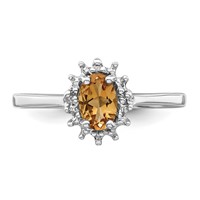 Sterling Silver Rhodium Citrine Diamond Ring view 5