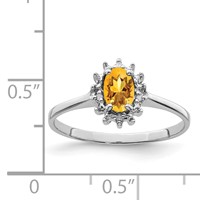 Sterling Silver Rhodium Citrine Diamond Ring view 4