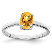 Sterling Silver Rhodium Citrine Ring view 1