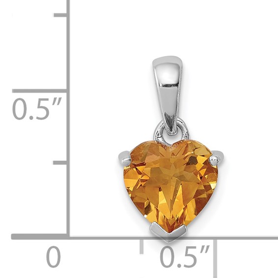 Sterling Silver Rhodium Citrine Pendant