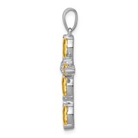 Sterling Silver Rhodium Citrine & Diamond Cross Pendant view 2
