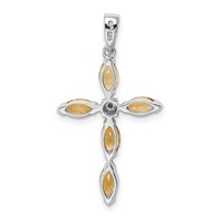 Sterling Silver Rhodium Citrine & Diamond Cross Pendant view 4