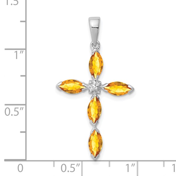 Marquise Gemstone & Diamond Cross Pendants