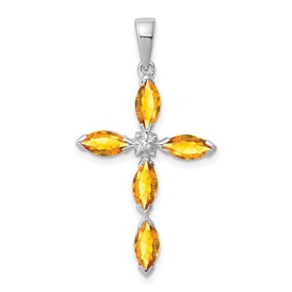 Marquise Gemstone & Diamond Cross Pendants