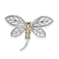 Sterling Silver Rhodium Citrine Dragonfly Chain Slide view 4
