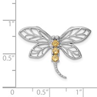 Sterling Silver Rhodium Citrine Dragonfly Chain Slide view 3