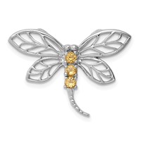 Sterling Silver Rhodium Citrine Dragonfly Chain Slide view 1