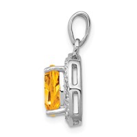Sterling Silver Rhodium Citrine & Diamond Pendant view 2