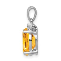 Sterling Silver Rhodium Citrine & Diamond Pendant view 2