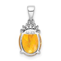 Sterling Silver Rhodium Citrine & Diamond Pendant view 4