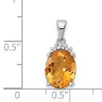Sterling Silver Rhodium Citrine & Diamond Pendant view 3