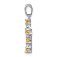Sterling Silver Rhodium Citrine & Diamond Accent Cross Pendant view 2
