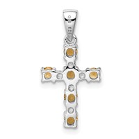 Sterling Silver Rhodium Citrine & Diamond Accent Cross Pendant view 4