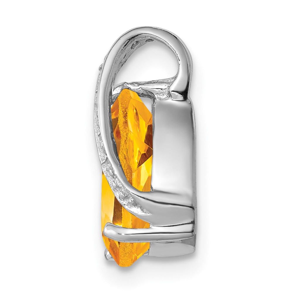 Sterling Silver Rhodium Pear Citrine Pendant (QDX775)