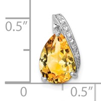 Sterling Silver Rhodium Pear Citrine Pendant view 3