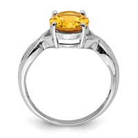 Sterling Silver Rhodium Citrine & Diamond Ring view 2