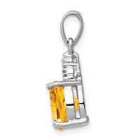 Sterling Silver Rhodium Citrine & Diamond Pendant view 2