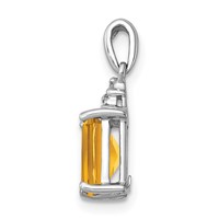 Sterling Silver Rhodium Citrine & Diamond Pendant view 2