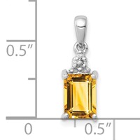 Sterling Silver Rhodium Citrine & Diamond Pendant view 3