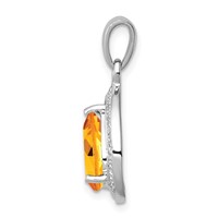 Sterling Silver Rhodium Citrine & Diamond Pendant view 2