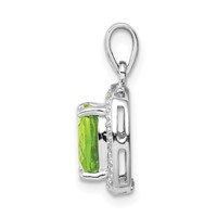 Sterling Silver Rhodium Plated Peridot and Diamond Pendant view 2