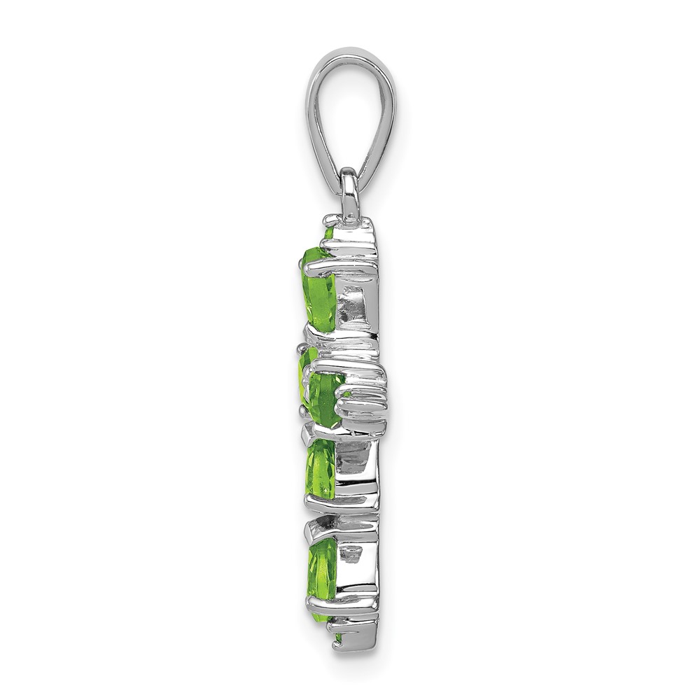Sterling Silver Rhodium Plated  Peridot Cross Pendant (QDX805)