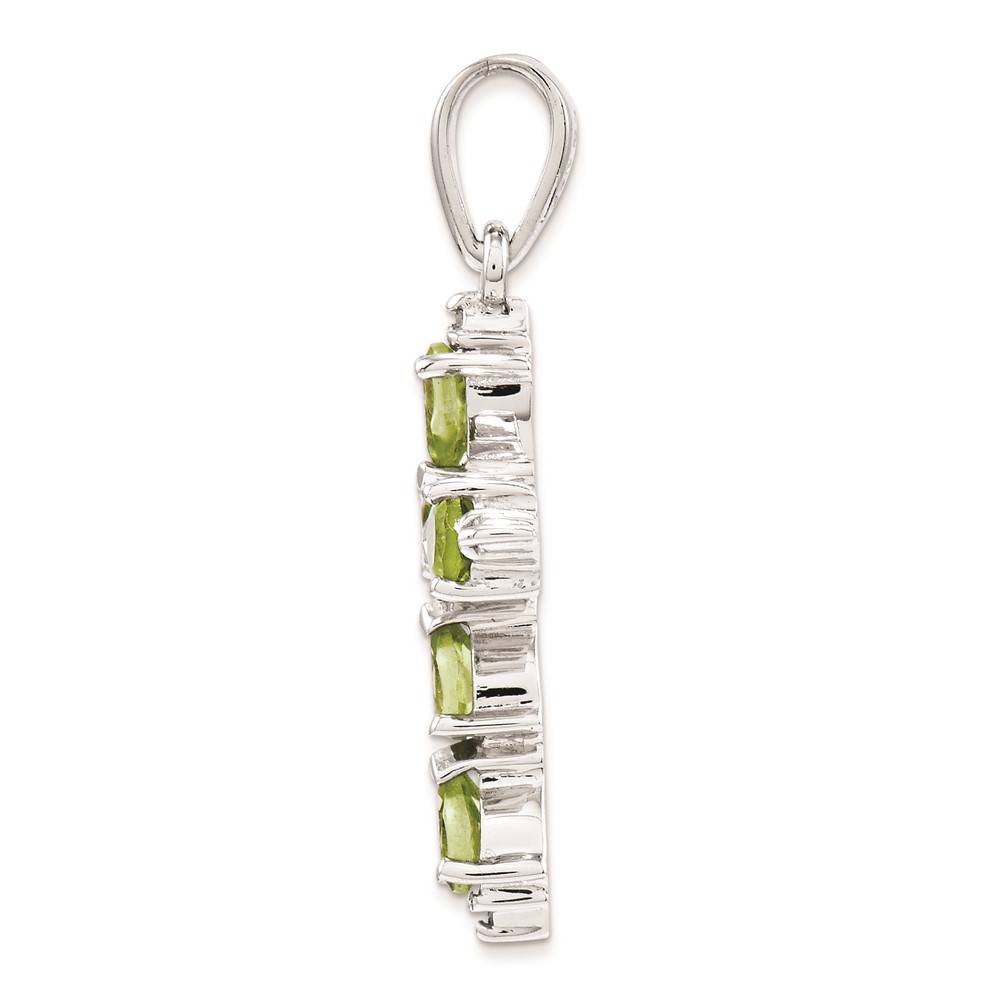 Sterling Silver Rhodium Plated  Peridot Cross Pendant (QDX805)